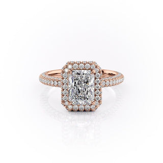 2.1 CT Radiant Shaped Moissanite Halo Engagement Ring - crownmoissanite