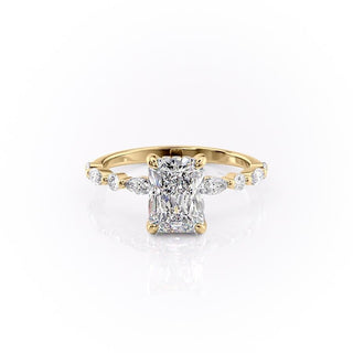 2.1 CT Radiant Shaped Stones Solitaire Diamond Engagement Ring - crownmoissanite