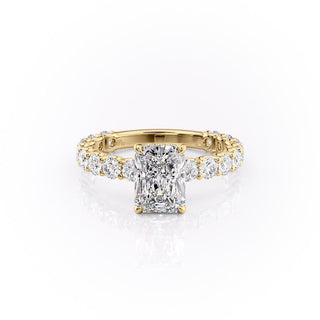 2.1 CT Radiant Cut Solitaire Pave Setting Moissanite Engagement Ring - crownmoissanite