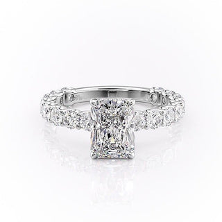 2.1 CT Radiant Cut Solitaire Pave Setting Moissanite Engagement Ring - crownmoissanite