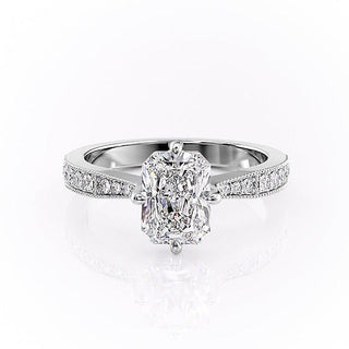 2.1 CT Radiant Cut Solitaire Pave Setting Moissanite Engagement Ring - crownmoissanite