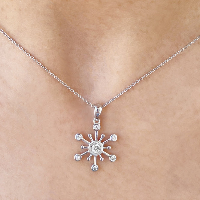 0.25 TCW Round Cut Unique Snowflake Moissanite Diamond Necklace
