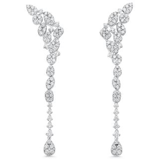 3.64 TCW Round Moissanite Diamond Ear Cluster Drop Earrings - crownmoissanite