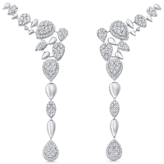 3.17 TCW Round Moissanite Diamond Ear Crawler Drop Earrings - crownmoissanite