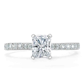 0.75 CT Radiant Cut Solitaire Pave Setting Engagement Ring - crownmoissanite