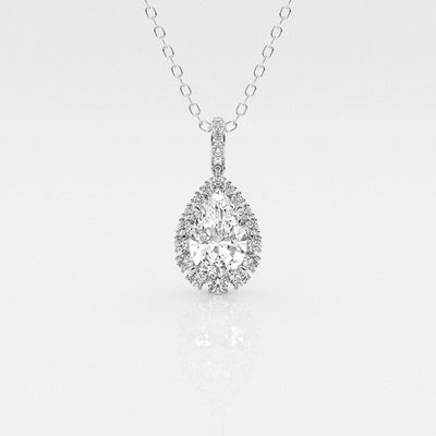 2.0 CT Pear Moissanite Diamond Halo Necklace - crownmoissanite