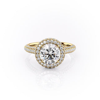 1.90 CT Round Shaped Moissanite Halo Engagement Ring - crownmoissanite