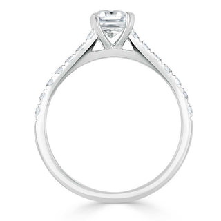 0.75 CT Radiant Cut Solitaire Pave Setting Engagement Ring - crownmoissanite