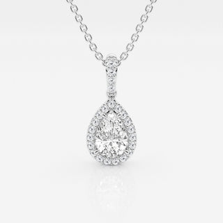 0.62 CT Pear Moissanite Diamond Halo Necklace - crownmoissanite