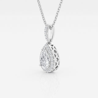 0.62 CT Pear Moissanite Diamond Halo Necklace - crownmoissanite