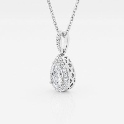 0.62 CT Pear Moissanite Diamond Halo Necklace - crownmoissanite