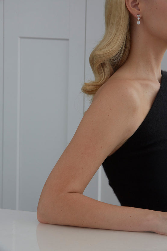 1.64 TCW Round Moissanite Diamond Cluster Earrings - crownmoissanite