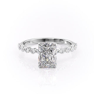 2.10 CT Radiant Solitaire Pave Setting Moissanite Engagement Ring - crownmoissanite