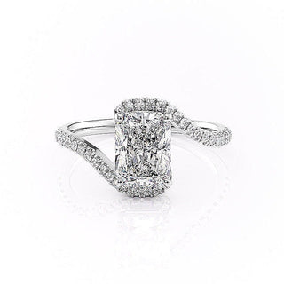 2.0 CT Radiant Cut Solitaire By Pass Setting Moissanite Engagement Ring - crownmoissanite