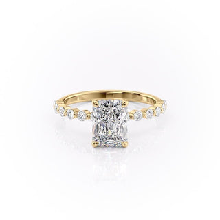 2.10 CT Radiant Solitaire Pave Setting Moissanite Engagement Ring - crownmoissanite