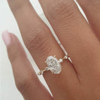 2.10 CT Oval Cut Solitaire & Dainty Pave Moissanite Engagement Ring - crownmoissanite