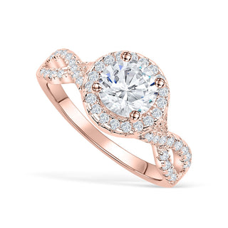 1.50 CT Oval Cut Halo Twisted Pave Moissanite Engagement Ring - crownmoissanite