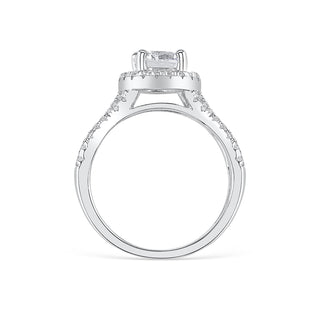 1.50 CT Oval Cut Halo Twisted Pave Moissanite Engagement Ring - crownmoissanite