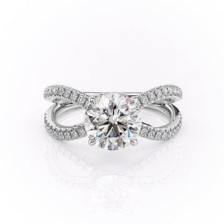 1.35 CT Round Cut Solitaire Unique Pave Setting Moissanite Engagement Ring - crownmoissanite