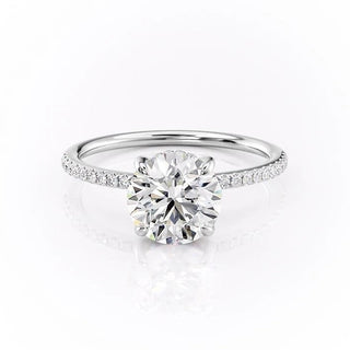 1.60 CT Round Cut Solitaire Pave Setting Moissanite Engagement Ring - crownmoissanite