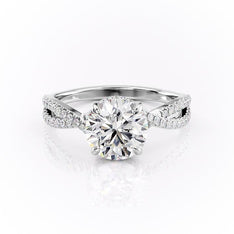 1.60 CT Round Shaped Moissanite Solitaire Cross Over Pave Engagement Ring - crownmoissanite