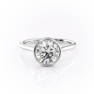 1.60 CT Round Cut Bezel Solitaire Moissanite Engagement Ring - crownmoissanite