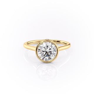 1.60 CT Round Cut Bezel Solitaire Moissanite Engagement Ring - crownmoissanite