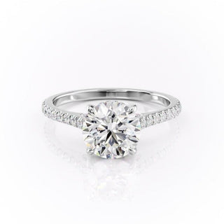 1.60 CT Round Cut Solitaire Pave Setting Moissanite Engagement Ring - crownmoissanite