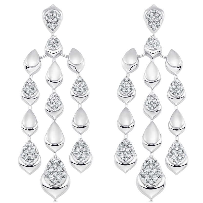 1.40 TCW Round Moissanite Diamond Long Drop Earrings - crownmoissanite