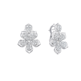 1.39 TCW Round Moissanite Diamond Flower Stud Earrings - crownmoissanite