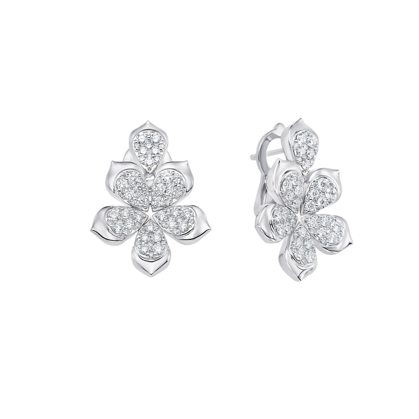 1.39 TCW Round Moissanite Diamond Flower Stud Earrings - crownmoissanite