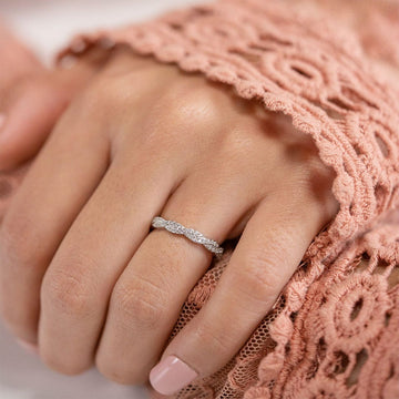 0.34 TCW Round Twisted Style Moissanite Wedding Band - crownmoissanite