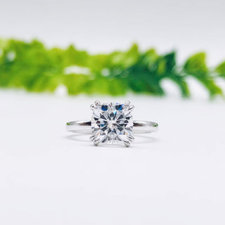 2.0 CT Cushion Cut Solitaire Moissanite Engagement Ring - crownmoissanite