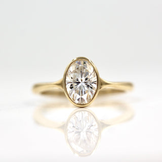 2.0 CT-3.75 CT Oval Bezel Solitaire Moissanite Engagement Ring - crownmoissanite