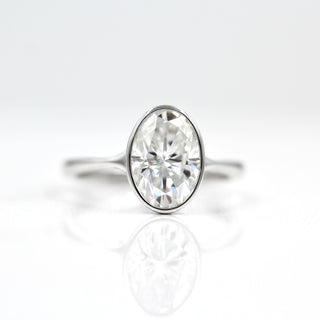 2.0 CT-3.75 CT Oval Bezel Solitaire Moissanite Engagement Ring - crownmoissanite