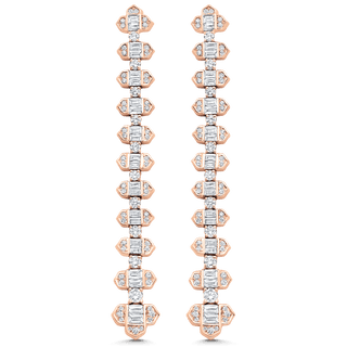 2.62 TCW Round & Baguette Moissanite Diamond Long Drop Earrings - crownmoissanite