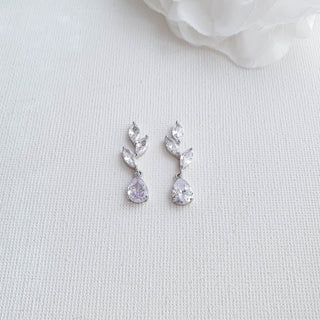 3.0 TCW Pear & Marquise Leaf Drop Earrings - crownmoissanite