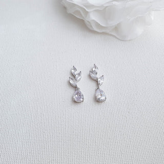 3.0 TCW Pear & Marquise Leaf Drop Earrings - crownmoissanite