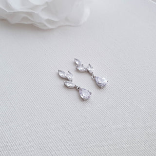 3.0 TCW Pear & Marquise Leaf Drop Earrings - crownmoissanite