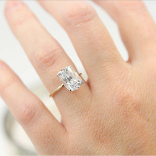 3.63 CT Elongated Old Mine Cushion Solitaire Moissanite Engagement Ring - crownmoissanite