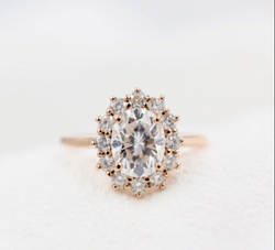 1.91 CT Oval Cut Halo Moissanite Engagement Ring - crownmoissanite