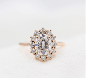 1.91 CT Oval Cut Halo Moissanite Engagement Ring - crownmoissanite