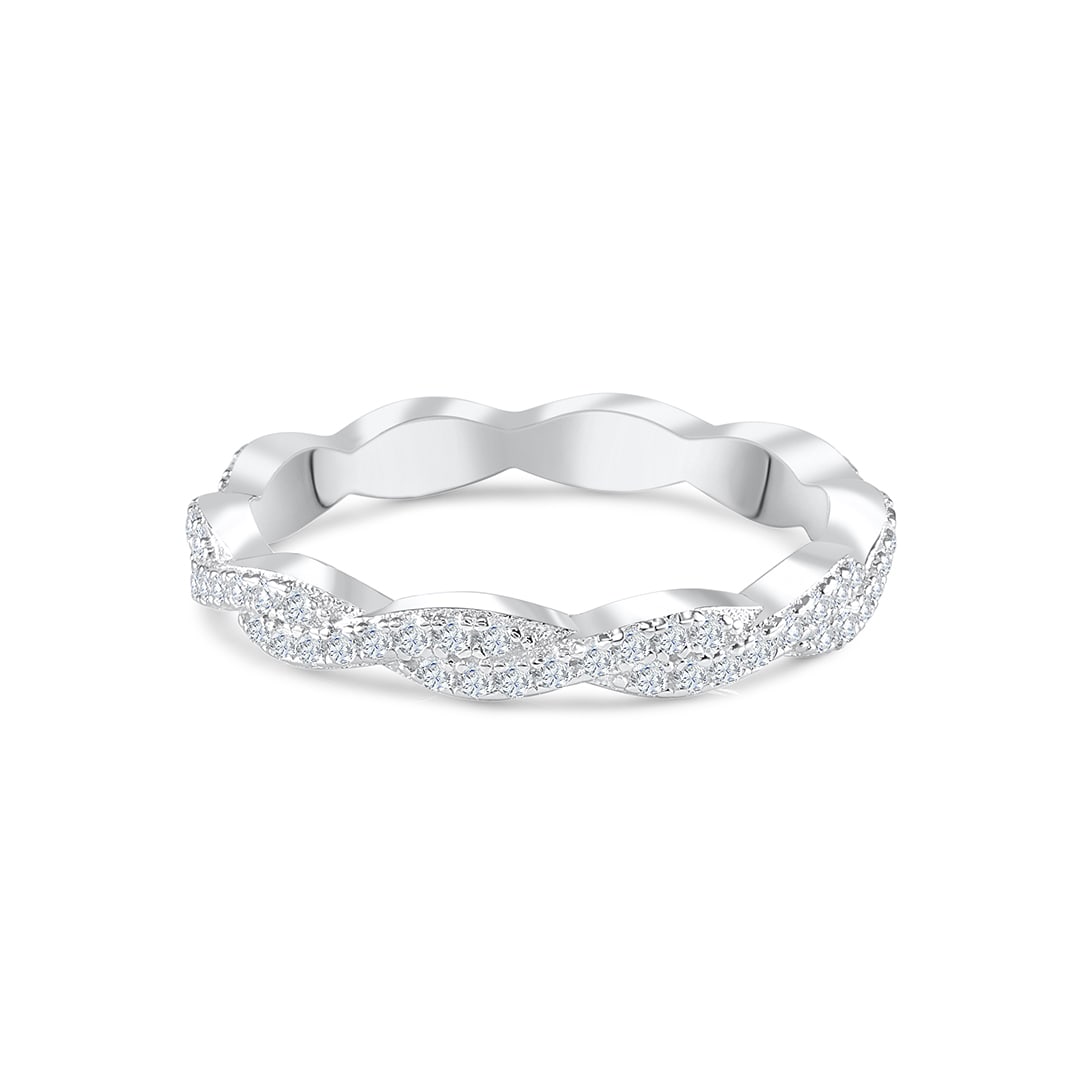 0.34 TCW Round Twisted Style Moissanite Wedding Band - crownmoissanite