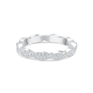 0.34 TCW Round Twisted Style Moissanite Wedding Band - crownmoissanite