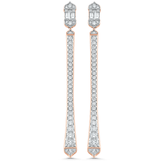 1.51 TCW Round & Baguette Moissanite Diamond Long Drop Earrings - crownmoissanite