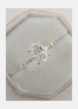1.0 - 2.50 CT Oval Cut Solitaire & Dainty Pave Moissanite Engagement Ring - crownmoissanite