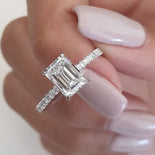 1.0 - 2.50 CT Emerald Cut Hidden Halo Moissanite Engagement Ring - crownmoissanite