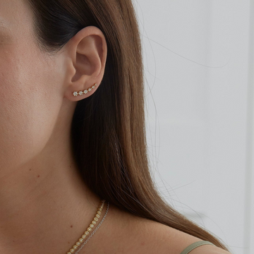 0.28 TCW Round Moissanite Diamond Ear Crawler Earrings