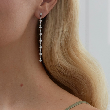 0.88 TCW Round Moissanite Diamond Bezel Long Drop Earrings