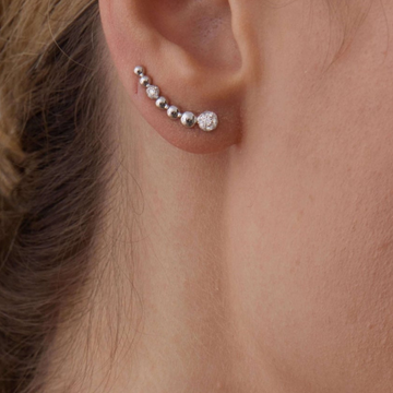 0.12 TCW Round Moissanite Diamond Ear Crawler Earrings